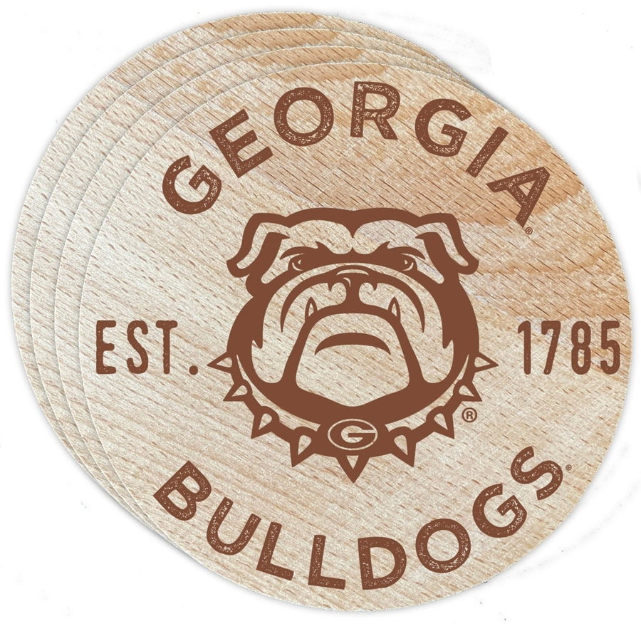 Georgia Bulldogs Officially Licensed Wood Coasters (4-Pack) - Laser Engraved Never Fade Design Image 1