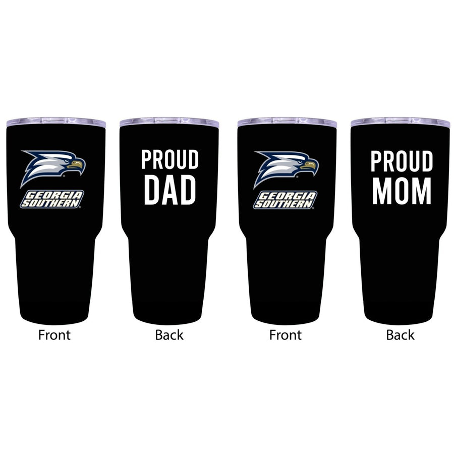 Georgia Southern Eagles Proud Parent 24 oz Insulated Tumblers Set - Black Mom and Dad Edition Image 1