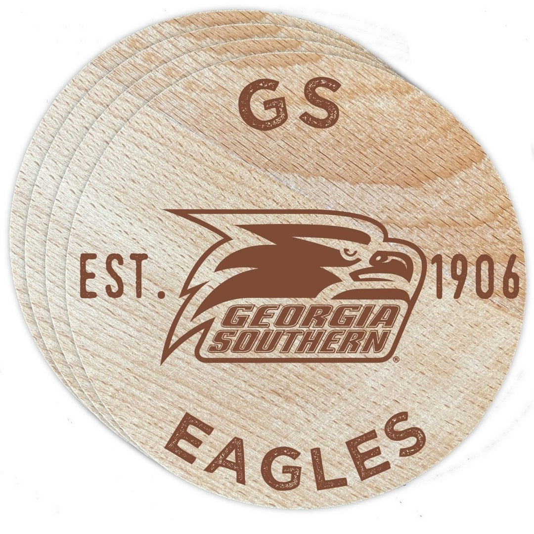 Georgia Southern Eagles Officially Licensed Wood Coasters (4-Pack) - Laser EngravedNever Fade Design Image 1