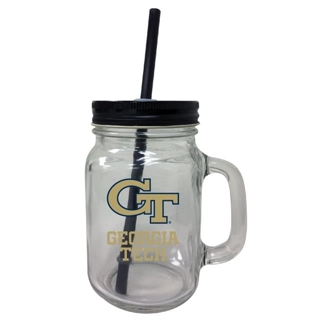 Georgia Tech Yellow Jackets 16 oz Mason Jar Glass Image 1