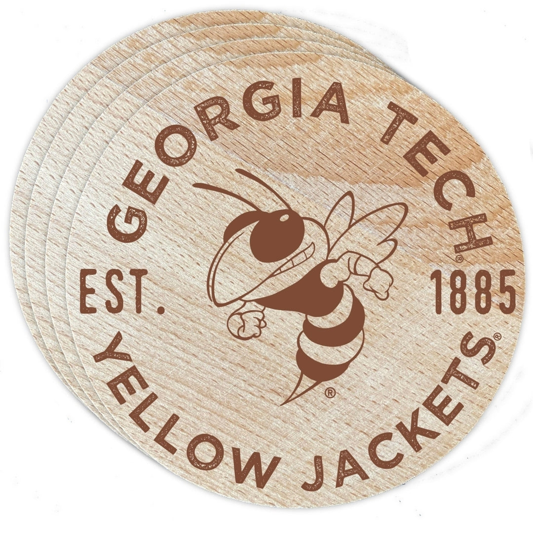 Georgia Tech Yellow Jackets Officially Licensed Wood Coasters (4-Pack) - Laser Engraved Never Fade Design Image 1