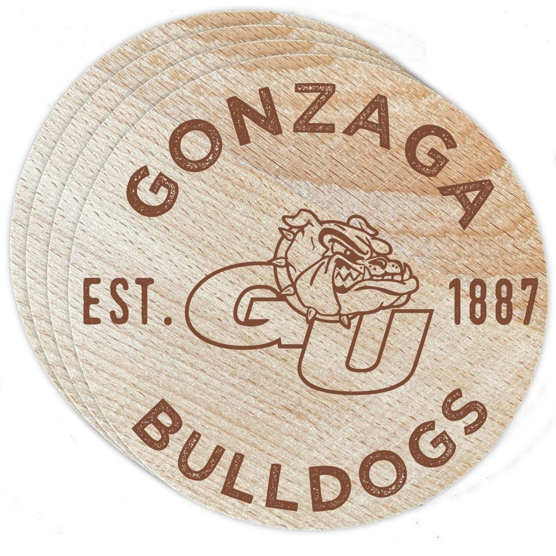 Gonzaga Bulldogs Officially Licensed Wood Coasters (4-Pack) - Laser EngravedNever Fade Design Image 1