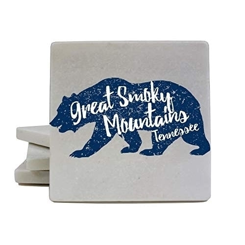 Great Smoky Mountains Gatlinburg Tennessee National Park Bear Souvenir Marble Coaster 4 Pack Image 1