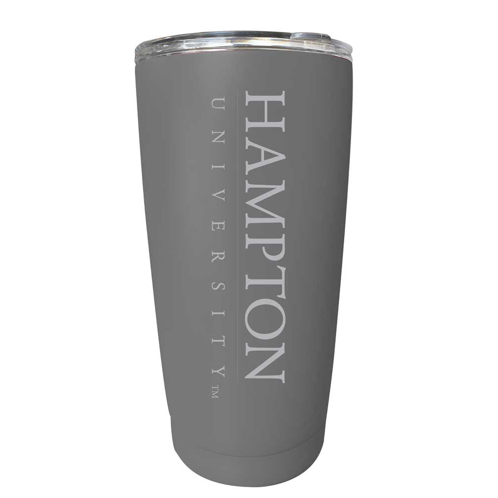 Hampton University Etched 16 oz Stainless Steel Tumbler (Gray) Image 1