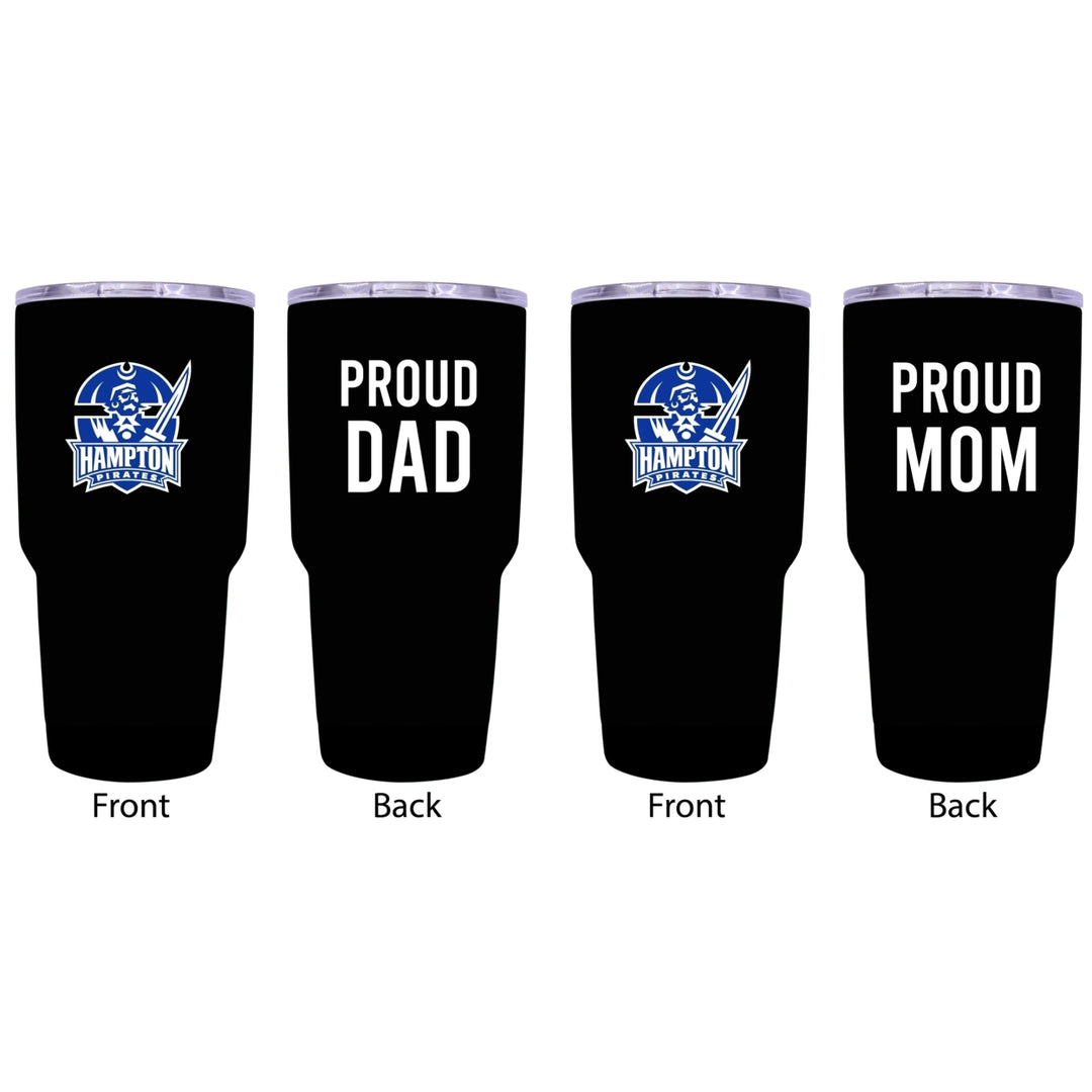 Hampton University Proud Parent 24 oz Insulated Tumblers Set - Black Mom and Dad Edition Image 1