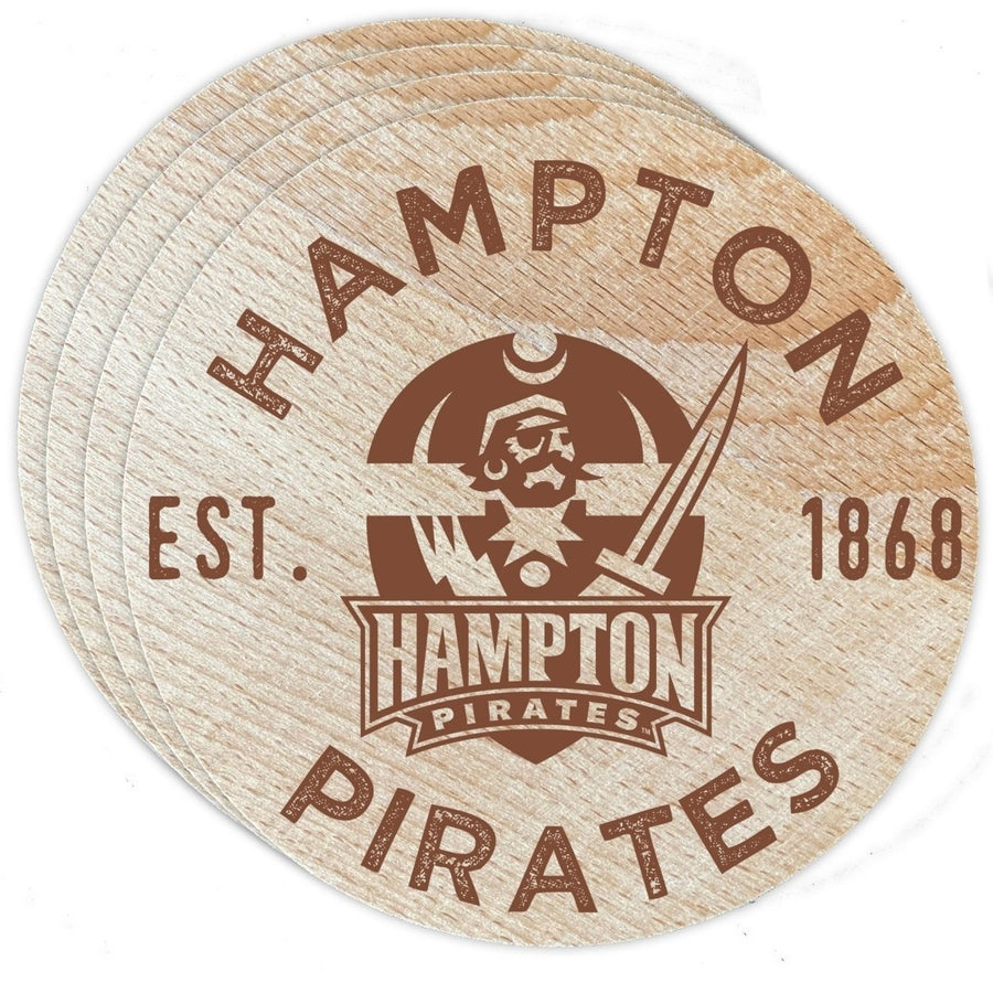Hampton University Officially Licensed Wood Coasters (4-Pack) - Laser EngravedNever Fade Design Image 1