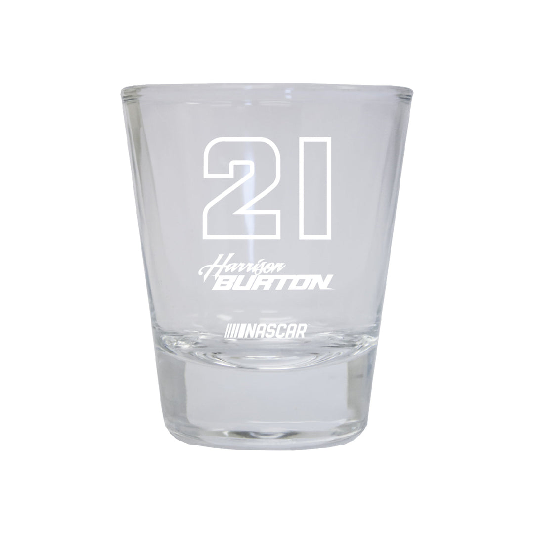 Harrison Burton 21 Nascar Etched Round Shot Glass for 2022 Image 1