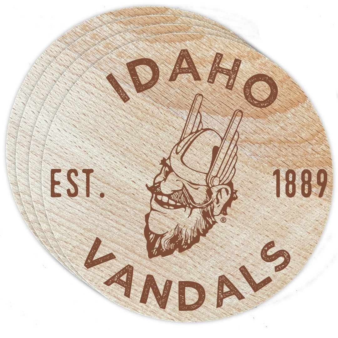 Idaho Vandals Officially Licensed Wood Coasters (4-Pack) - Laser Engraved Never Fade Design Image 1