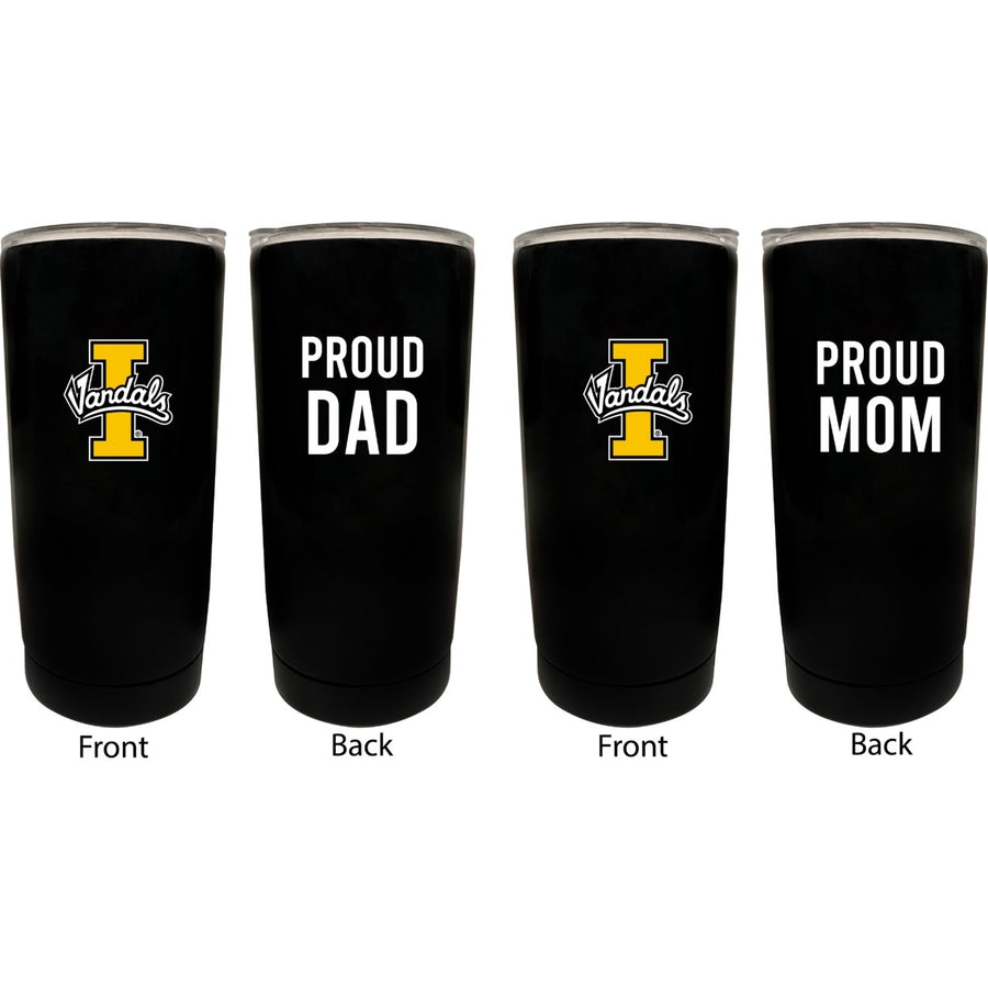 Idaho Vandals NCAA Insulated Tumbler - 16oz Stainless Steel Travel Mug Proud Mom and Dad Design Black Image 1