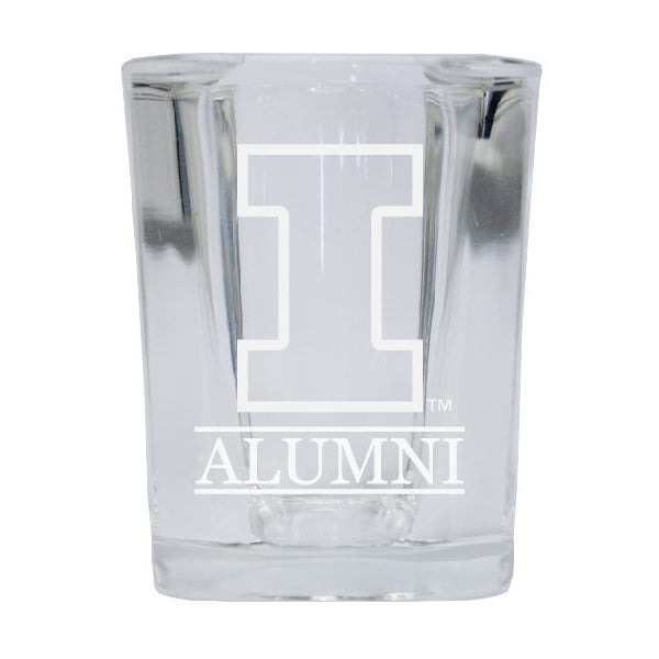 NCAA Illinois Fighting Illini Alumni 2oz Laser Etched Square Shot Glass Image 1