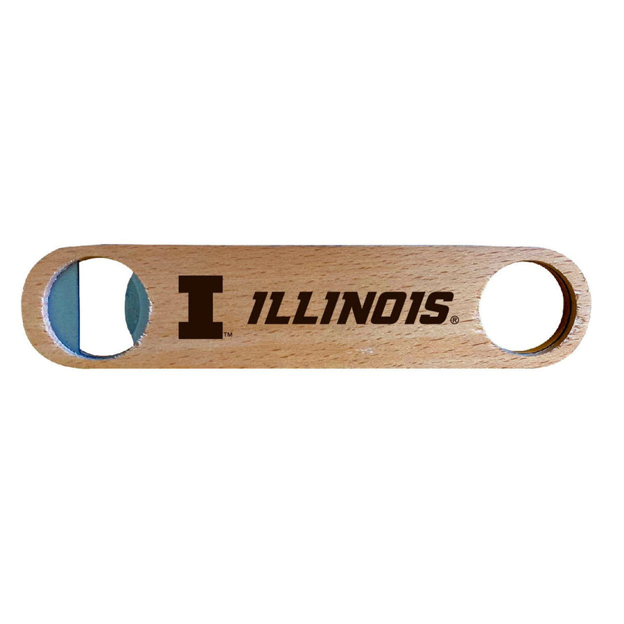 Illinois Fighting Illini NCAA Elegant Laser-Etched Wooden Bottle Opener - Collegiate Bar Accessory Image 1