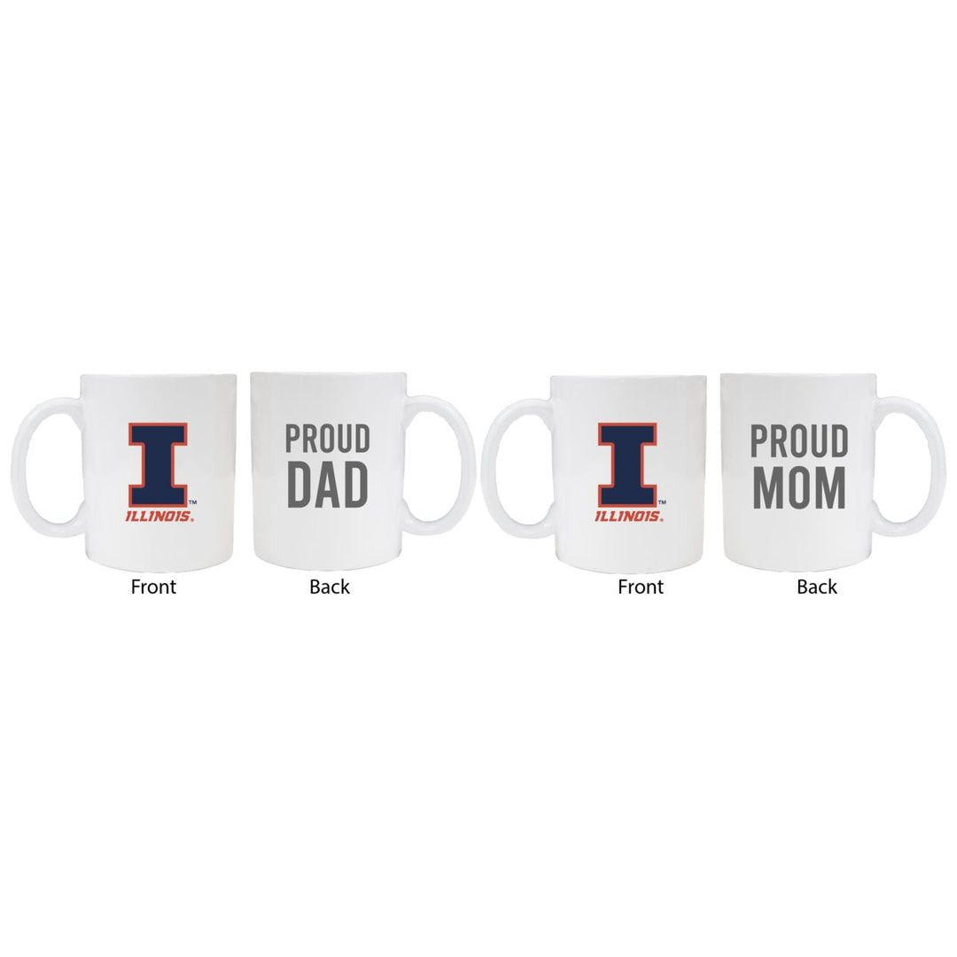 Illinois Fighting Illini Proud Mom And Dad White Ceramic Coffee Mug 2 pack (White) Image 1