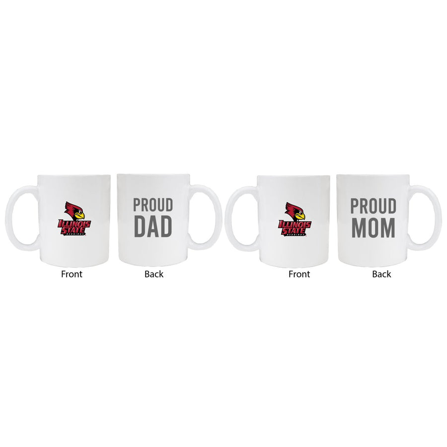 Illinois State Redbirds Proud Mom And Dad White Ceramic Coffee Mug 2 pack (White). Image 1