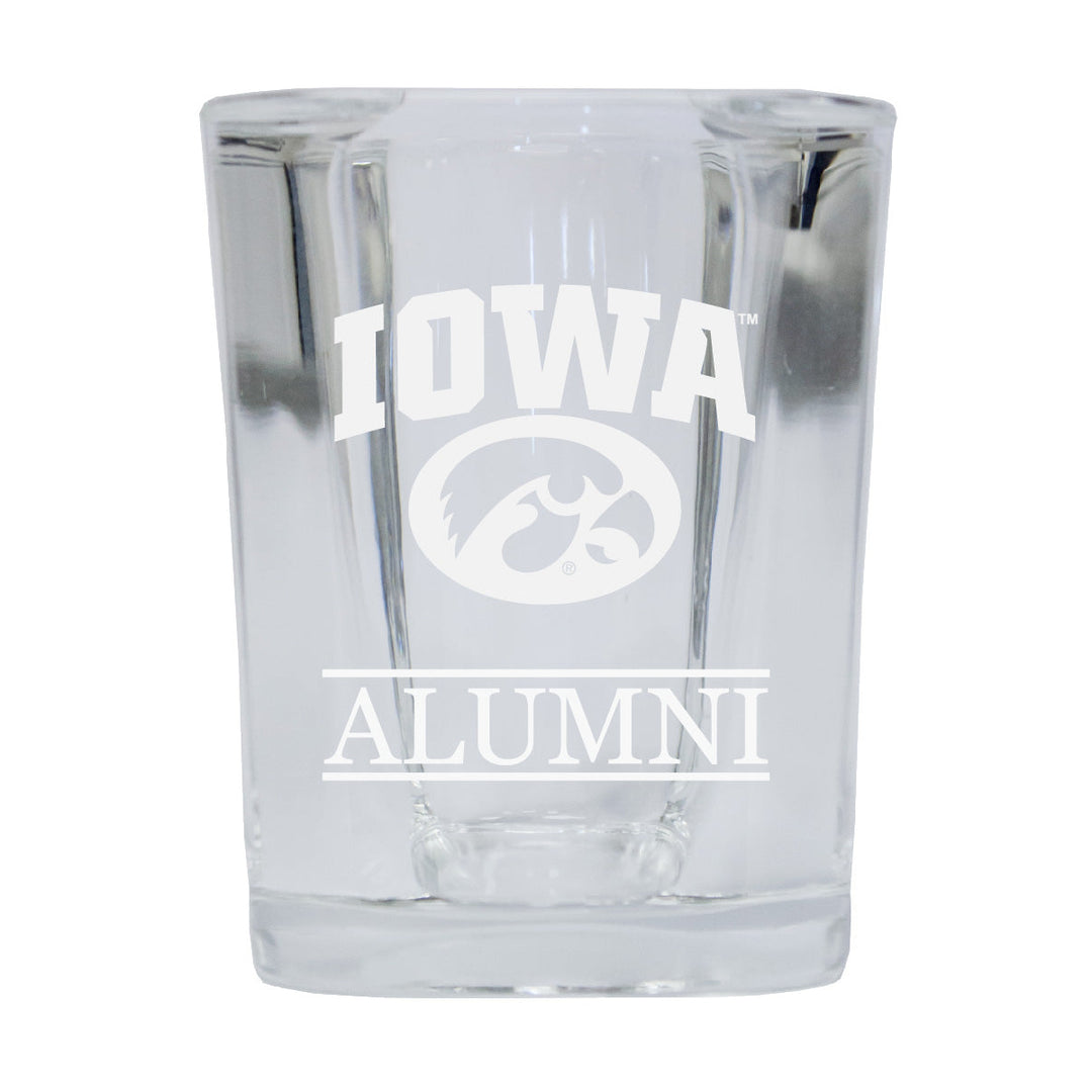 NCAA Iowa Hawkeyes Alumni 2oz Laser Etched Square Shot Glass Image 1