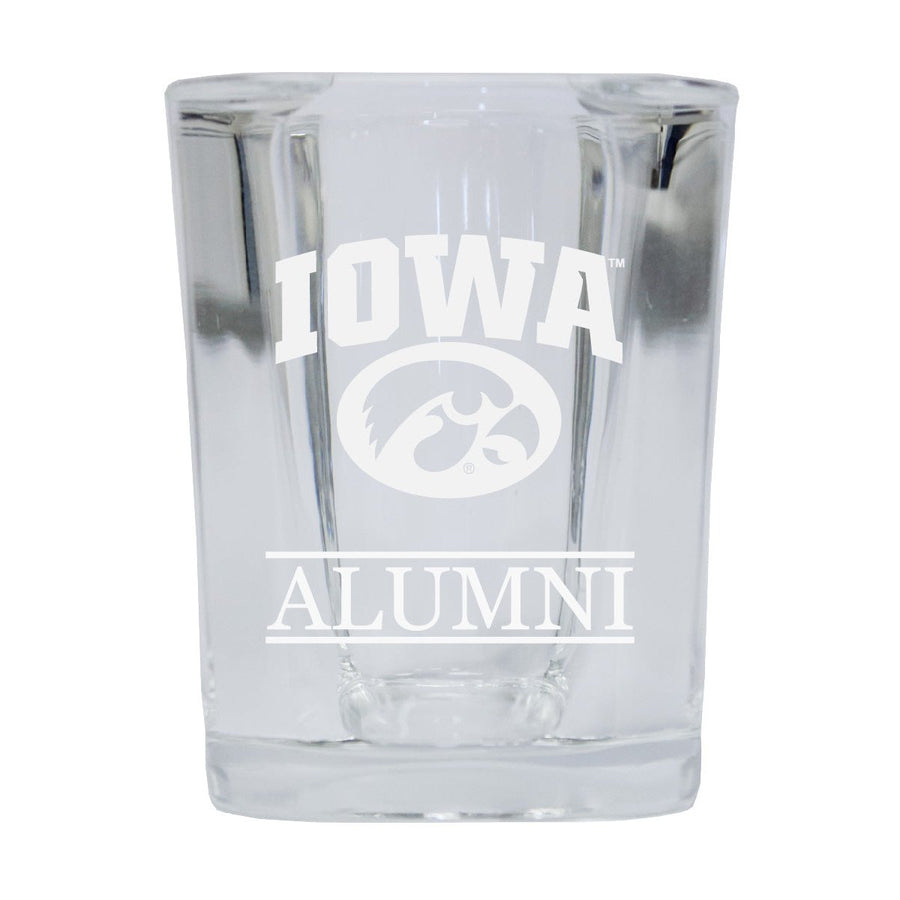 NCAA Iowa Hawkeyes Alumni 2oz Laser Etched Square Shot Glass 4-Pack Image 1