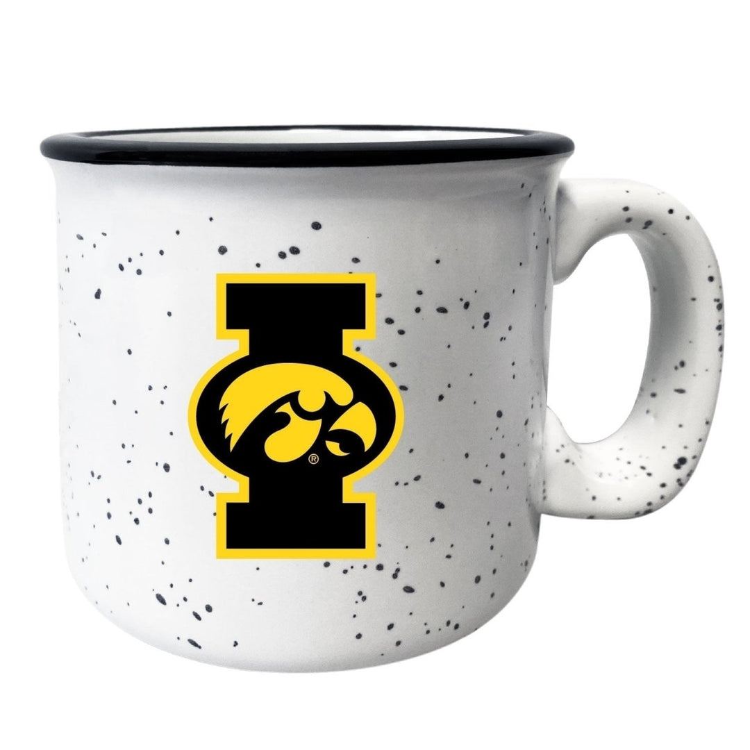 Iowa Hawkeyes 8 oz Speckled Ceramic Camper Coffee Mug White (White). Image 1