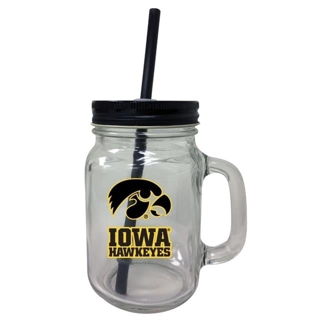 Iowa Hawkeyes Mason Jar Glass Image 1