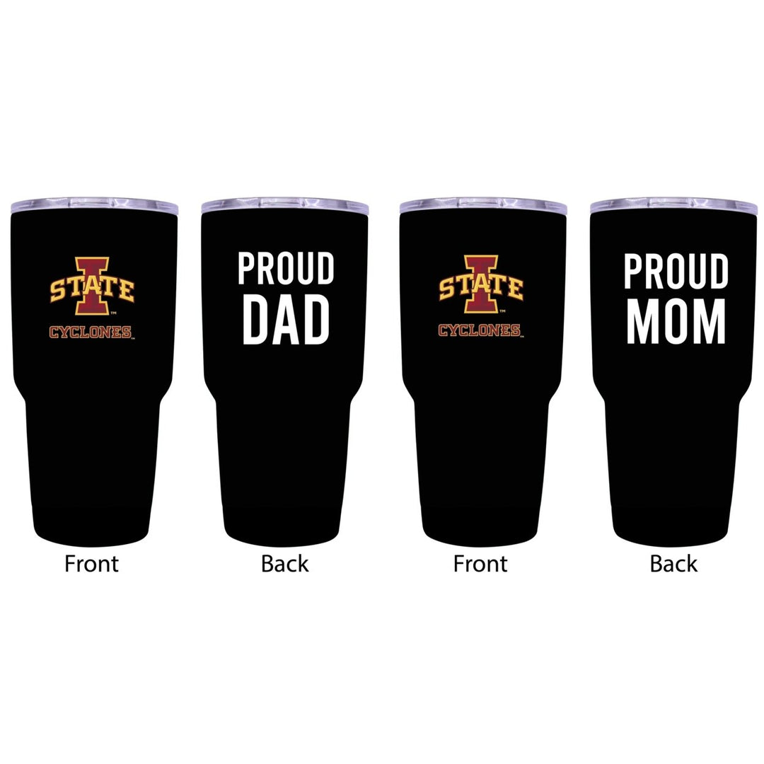 Iowa State Cyclones Proud Parent 24 oz Insulated Tumblers Set - Black Mom and Dad Edition Image 1