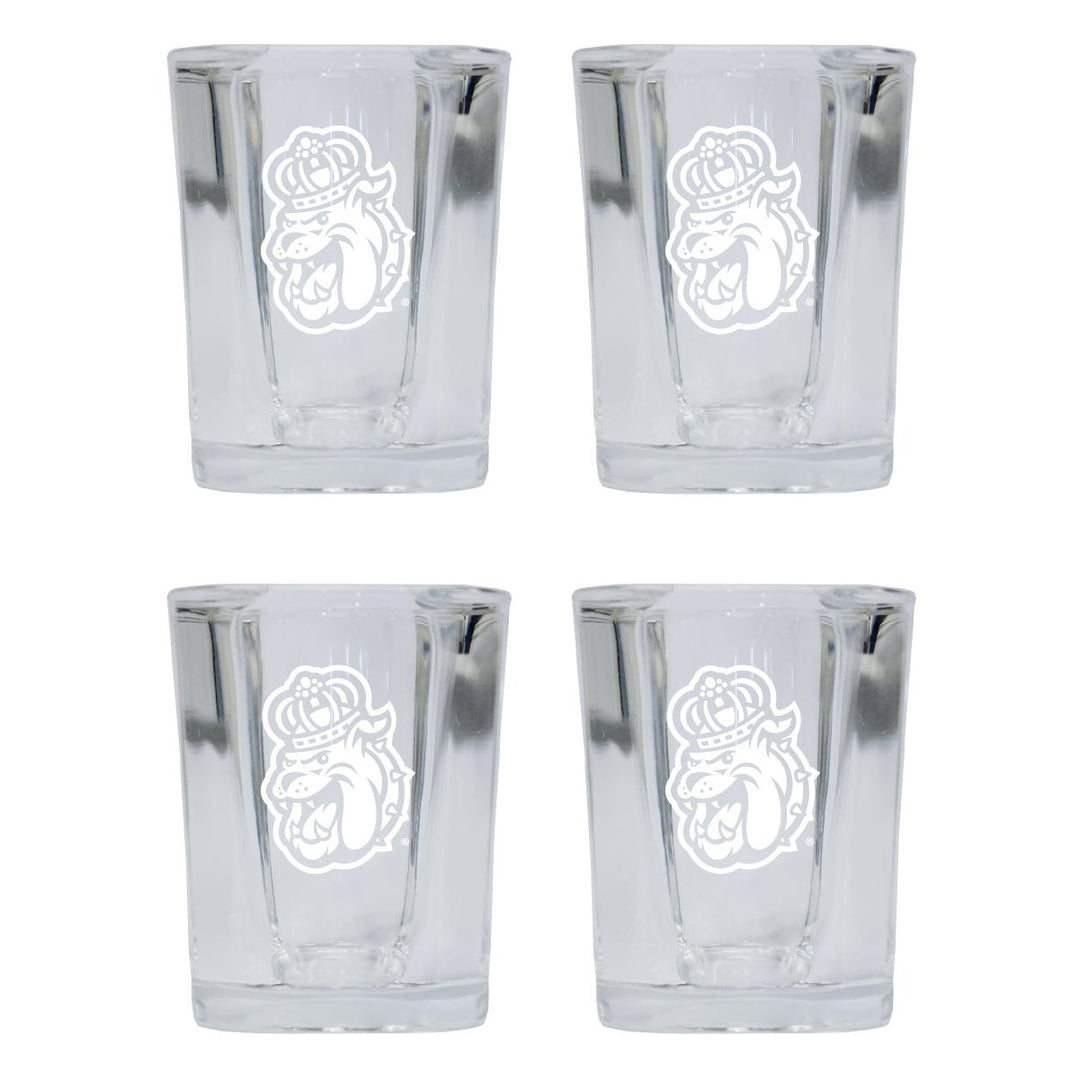 James Madison Dukes NCAA Collectors Edition 2oz Square Shot Glass - Laser Etched Logo 4-Pack Image 1