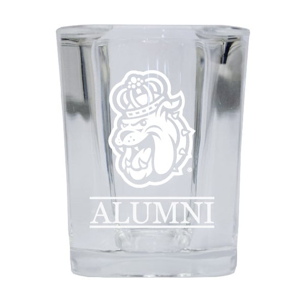 NCAA James Madison Dukes Alumni 2oz Laser Etched Square Shot Glass Image 1