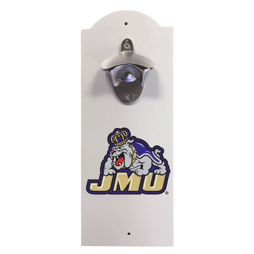 James Madison Dukes Wall-Mounted Bottle Opener  Sturdy Metal with Decorative Wood Base for Home Bars Rec Rooms and Fan Image 1