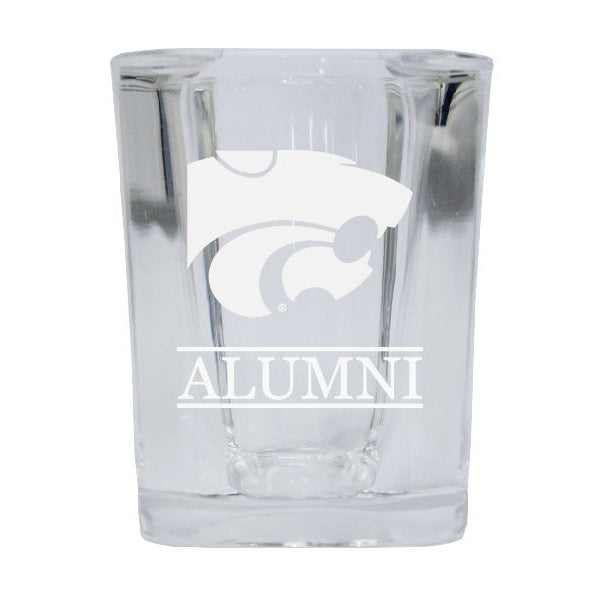 NCAA Kansas State Wildcats Alumni 2oz Laser Etched Square Shot Glass Image 1