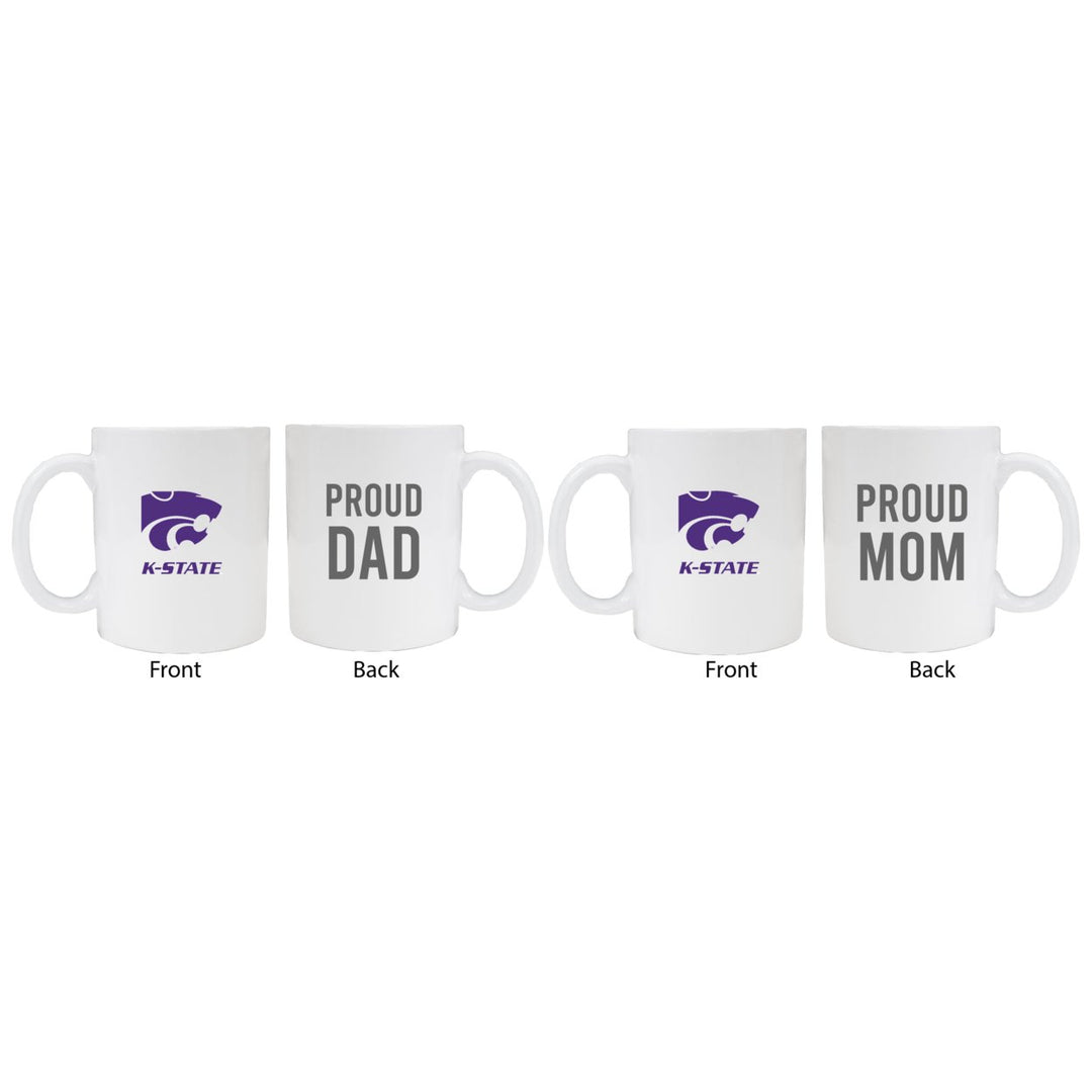 Kansas State Wildcats Proud Mom And Dad White Ceramic Coffee Mug 2 pack (White). Image 1