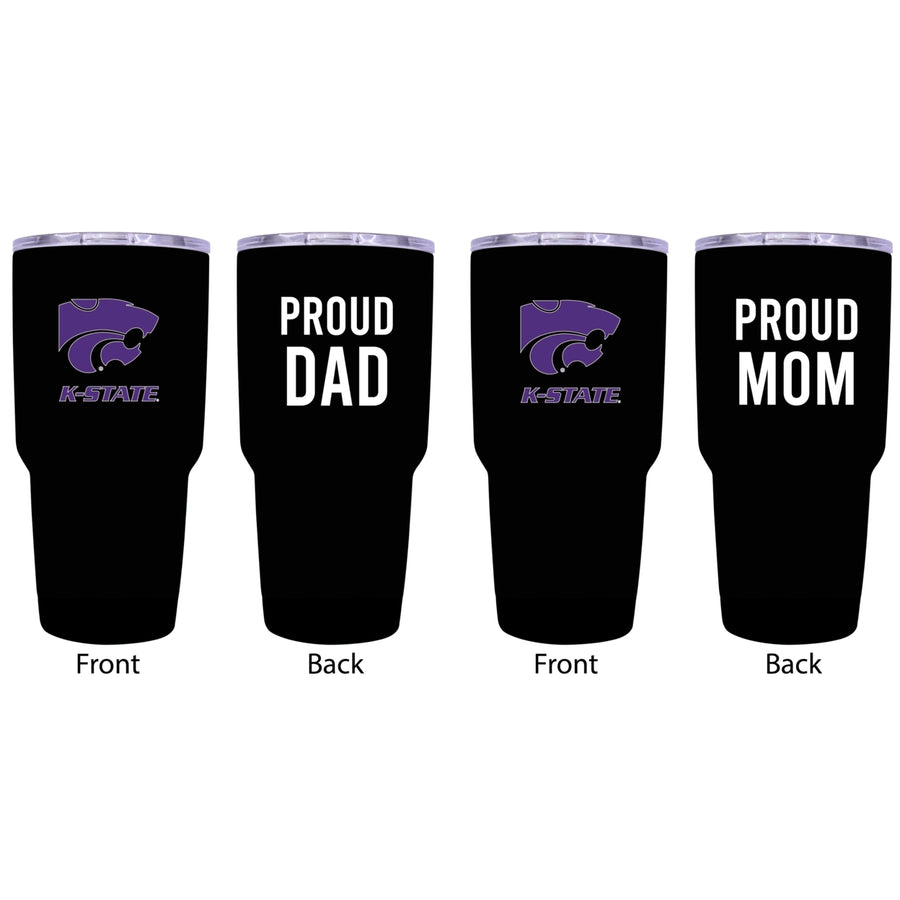 Kansas State Wildcats Proud Parent 24 oz Insulated Tumblers Set - Black Mom and Dad Edition Image 1