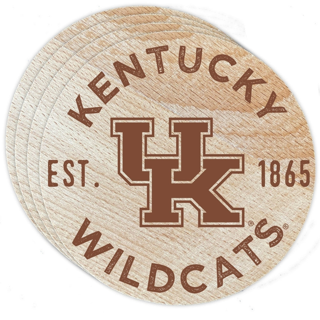 Kentucky Wildcats Officially Licensed Wood Coasters (4-Pack) - Laser Engraved Never Fade Design Image 1