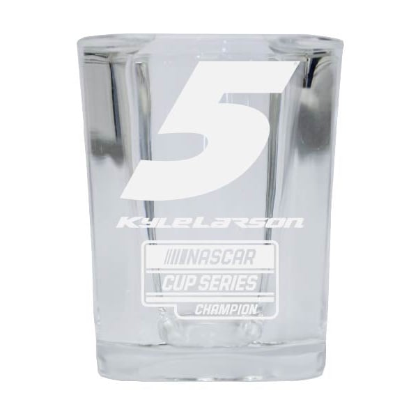 Kyle Larson 5 NASCAR Cup Series 2021 Champion Etched Square Shot Glass Image 1