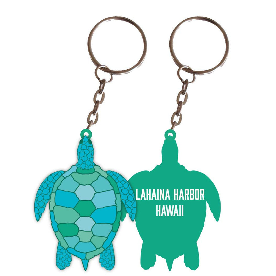 Lahaina Harbor Hawaii Turtle Metal Keychain Image 1