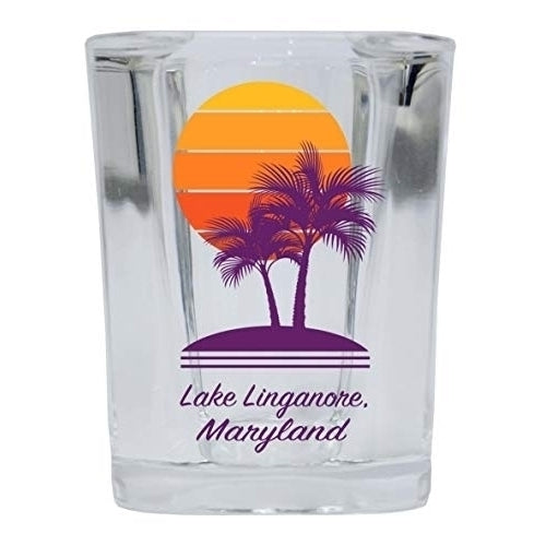 Lake Linganore Maryland Souvenir 2 Ounce Square Shot Glass Palm Design Image 1