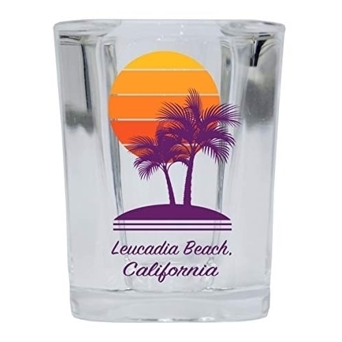 Leucadia Beach California Souvenir 2 Ounce Square Shot Glass Palm Design Image 1