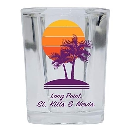 Long Point St. Kitts and Nevis Souvenir 2 Ounce Square Shot Glass Palm Design Image 1