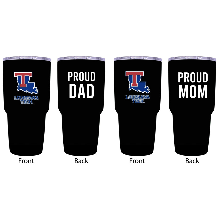 Louisiana Tech Bulldogs Proud Parent 24 oz Insulated Tumblers Set - Black Mom and Dad Edition Image 1