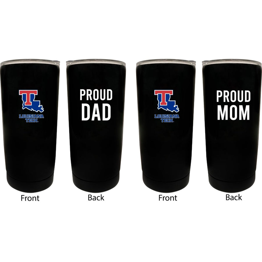 Louisiana Tech Bulldogs NCAA Insulated Tumbler - 16oz Stainless Steel Travel Mug Proud Mom and Dad Design Black Image 1