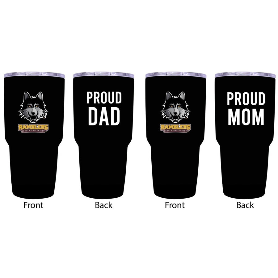 Loyola University Ramblers Proud Parent 24 oz Insulated Tumblers Set - Black Mom and Dad Edition Image 1