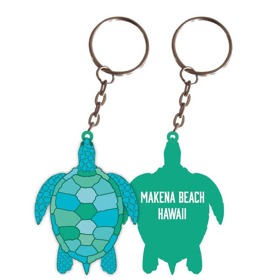 Makena Beach Hawaii Turtle Metal Keychain Image 1