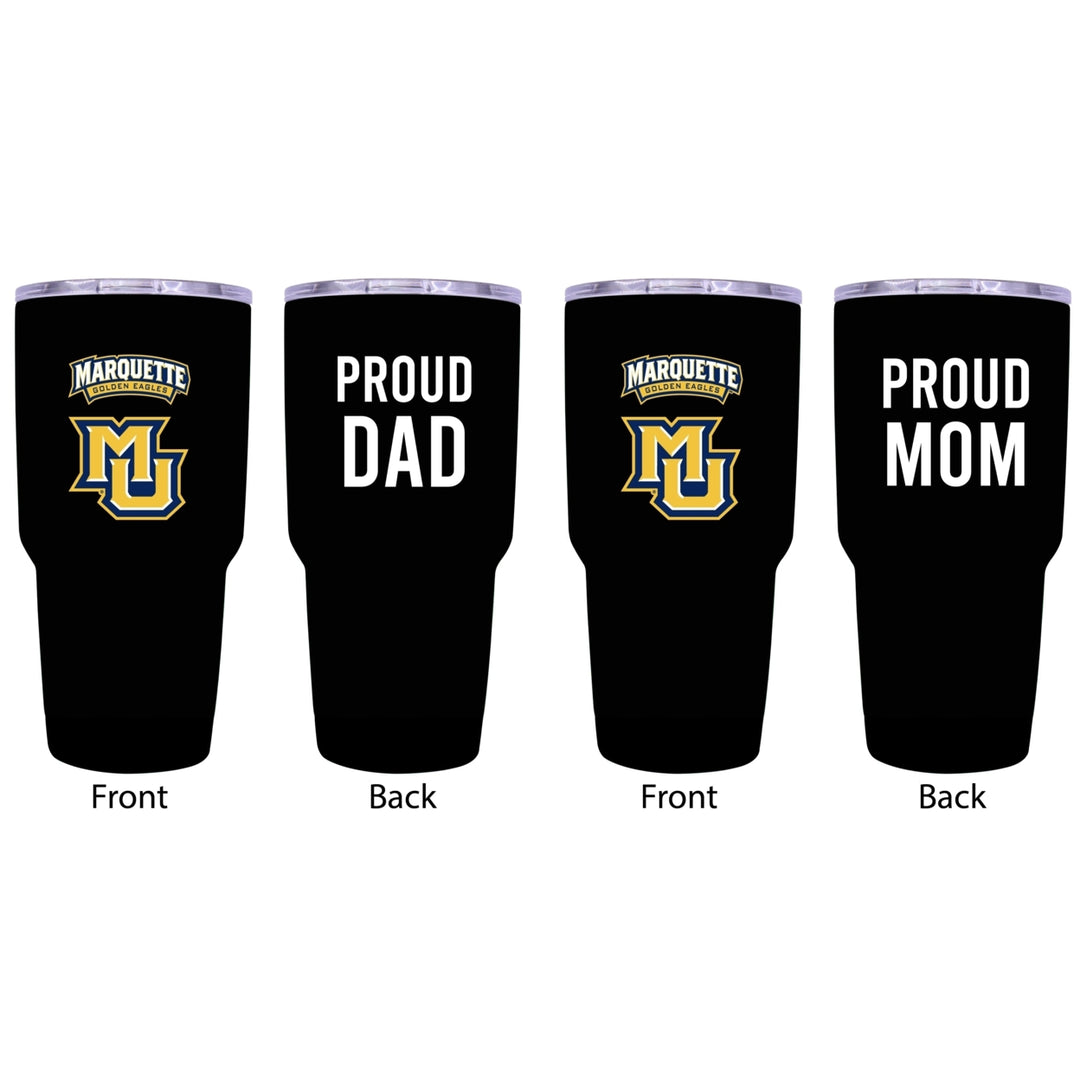 Marquette Golden Eagles Proud Parent 24 oz Insulated Tumblers Set - Black Mom and Dad Edition Image 1