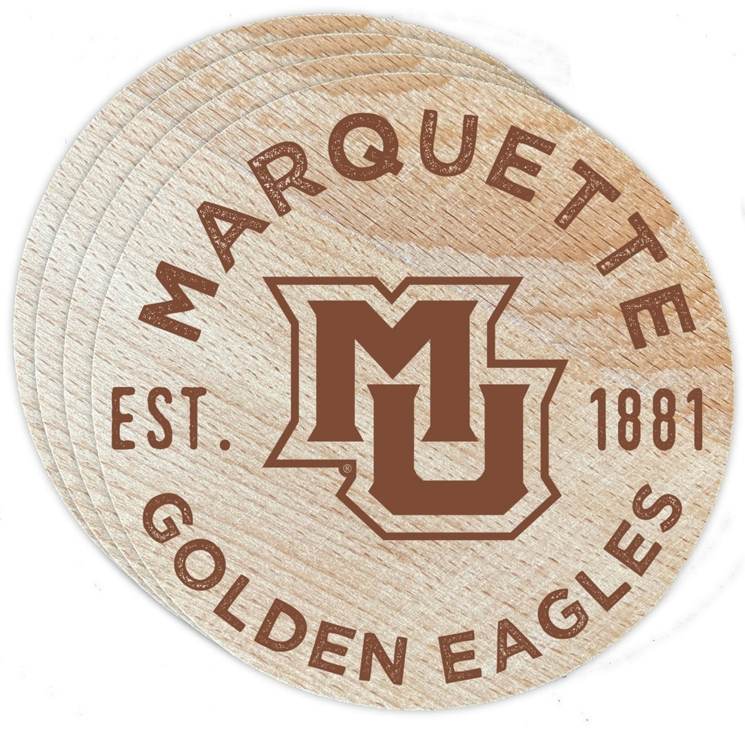 Marquette Golden Eagles Officially Licensed Wood Coasters (4-Pack) - Laser Engraved Never Fade Design Image 1