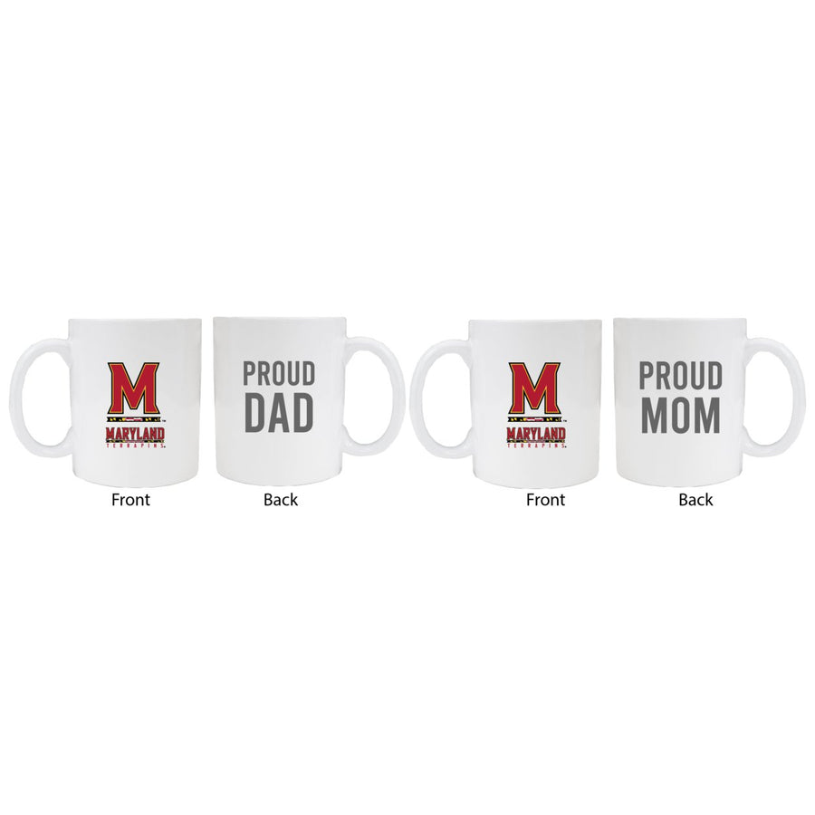 Maryland Terrapins Proud Mom And Dad White Ceramic Coffee Mug 2 pack (White) Image 1