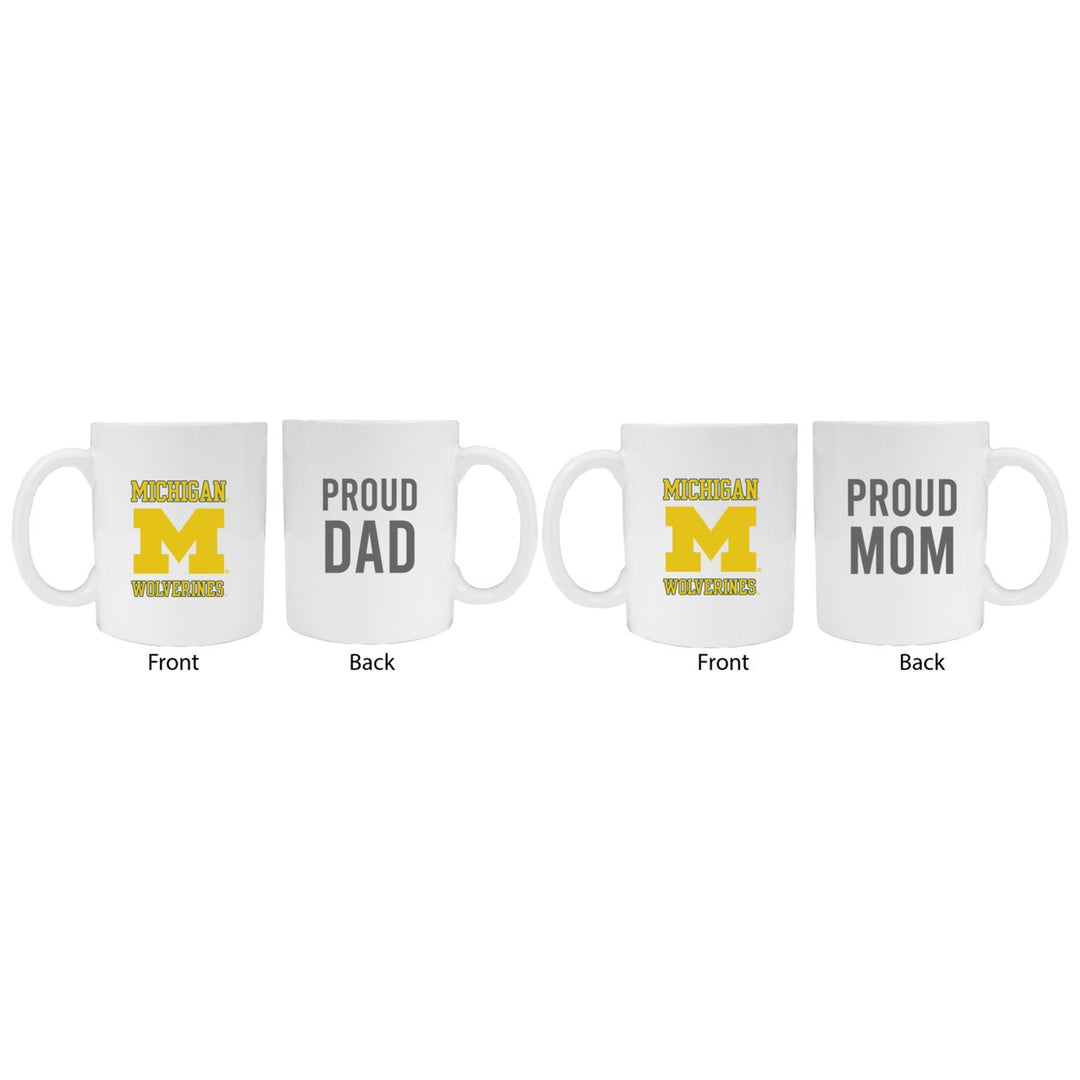 Michigan Wolverines Proud Mom And Dad White Ceramic Coffee Mug 2 pack (White) Image 1