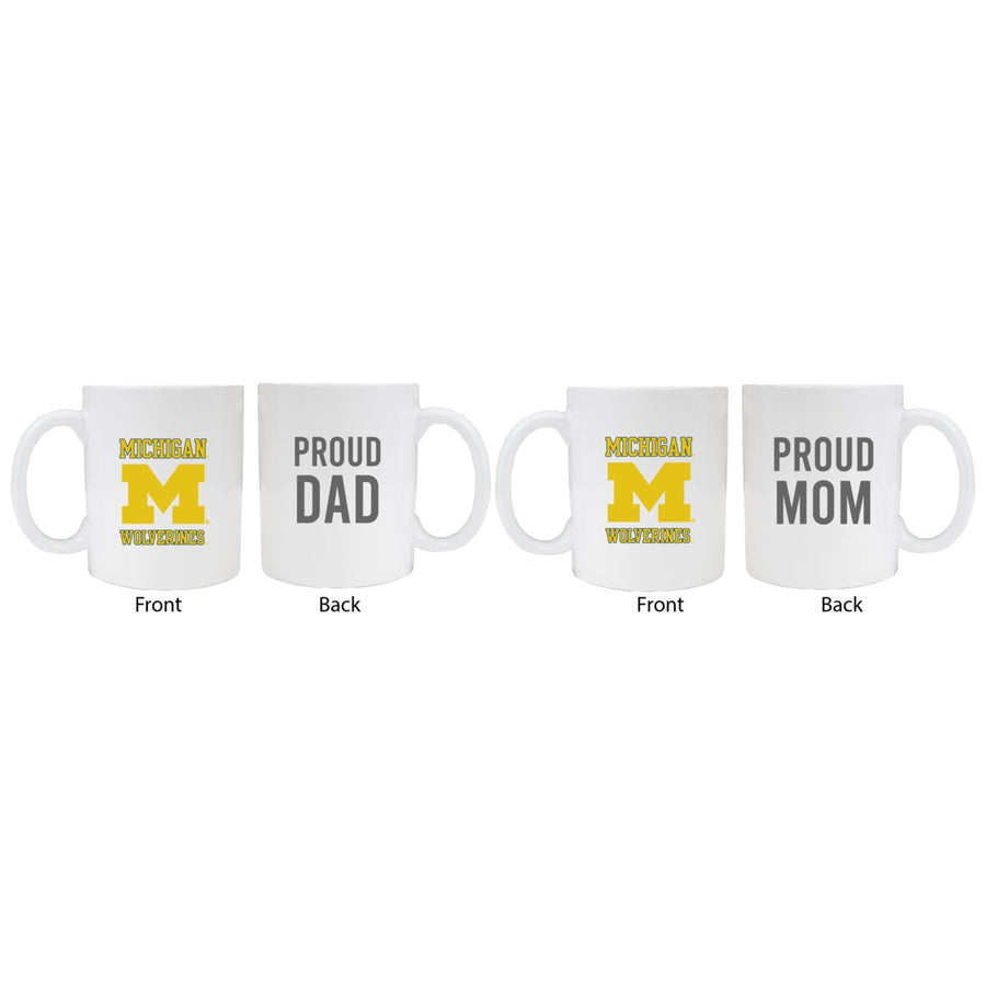 Michigan Wolverines Proud Mom And Dad White Ceramic Coffee Mug 2 pack (White) Image 1