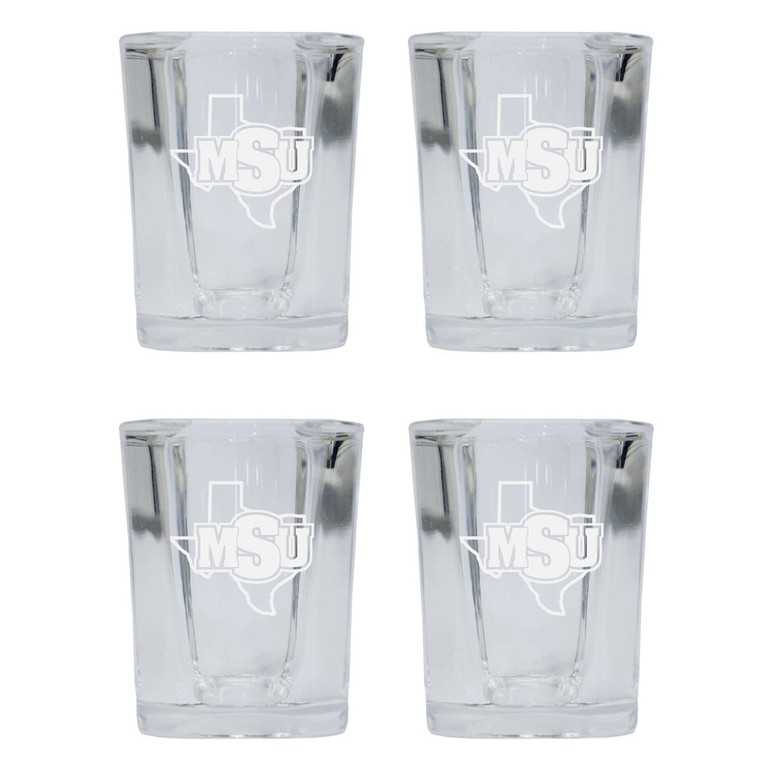 Midwestern State University Mustangs NCAA Collectors Edition 2oz Square Shot Glass - Laser Etched Logo 4-Pack Image 1