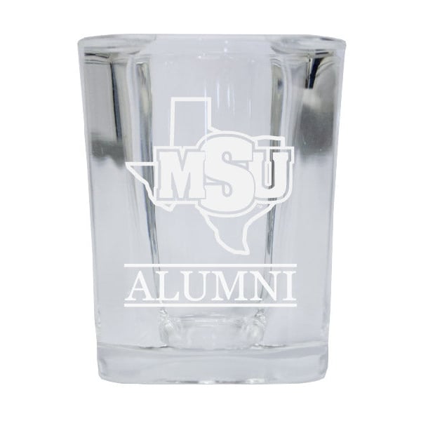 NCAA Midwestern State University Mustangs Alumni 2oz Laser Etched Square Shot Glass Image 1