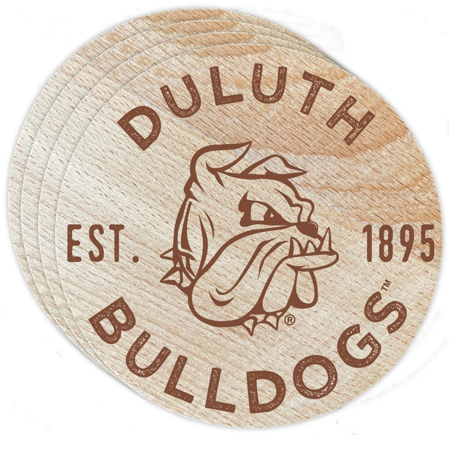 Minnesota Duluth Bulldogs Officially Licensed Wood Coasters (4-Pack) - Laser Engraved Never Fade Design Image 1