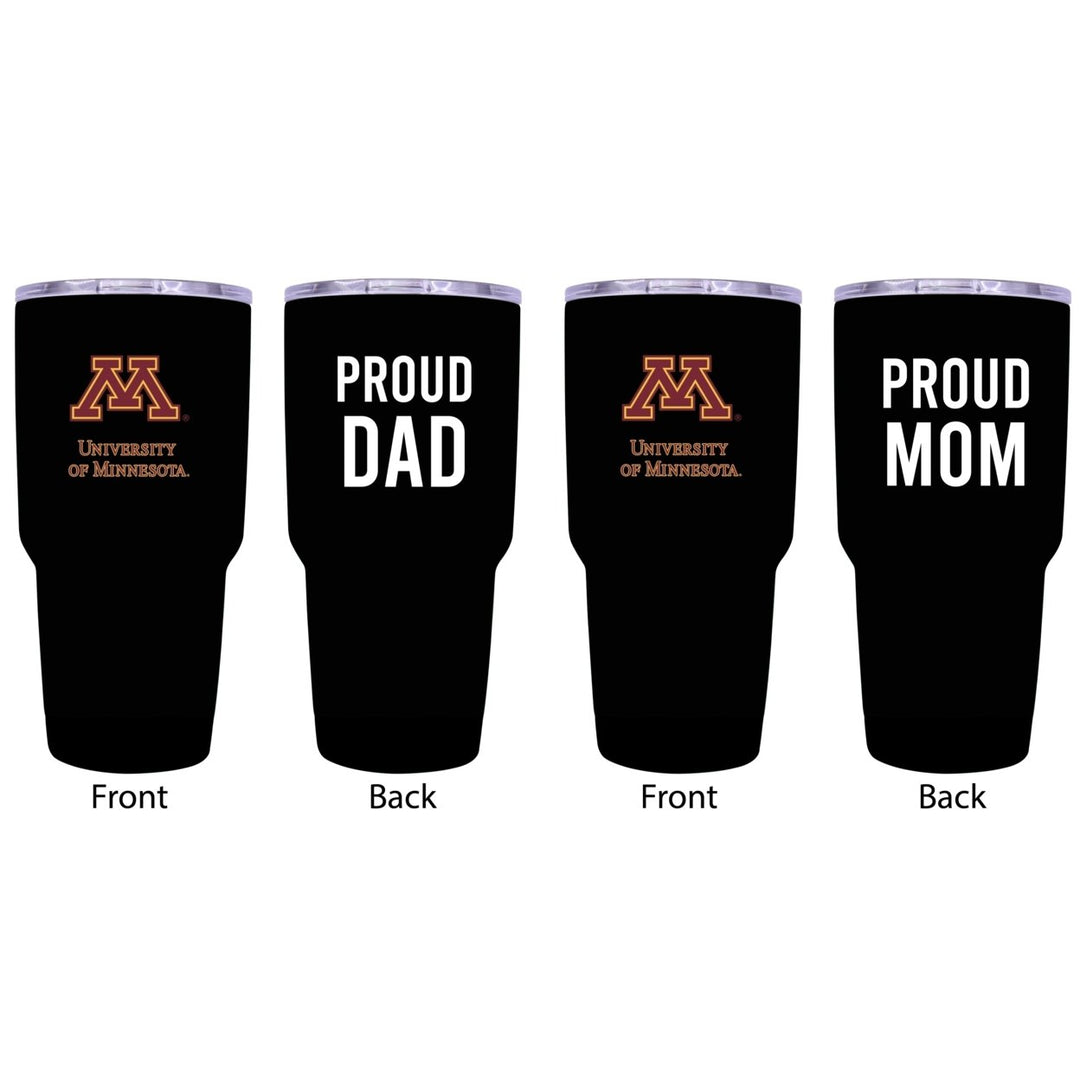 Minnesota Gophers Proud Parent 24 oz Insulated Tumblers Set - Black Mom and Dad Edition Image 1