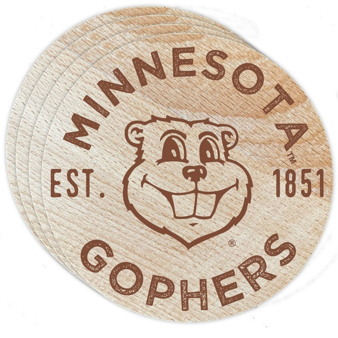 Minnesota Gophers Officially Licensed Wood Coasters (4-Pack) - Laser EngravedNever Fade Design Image 1