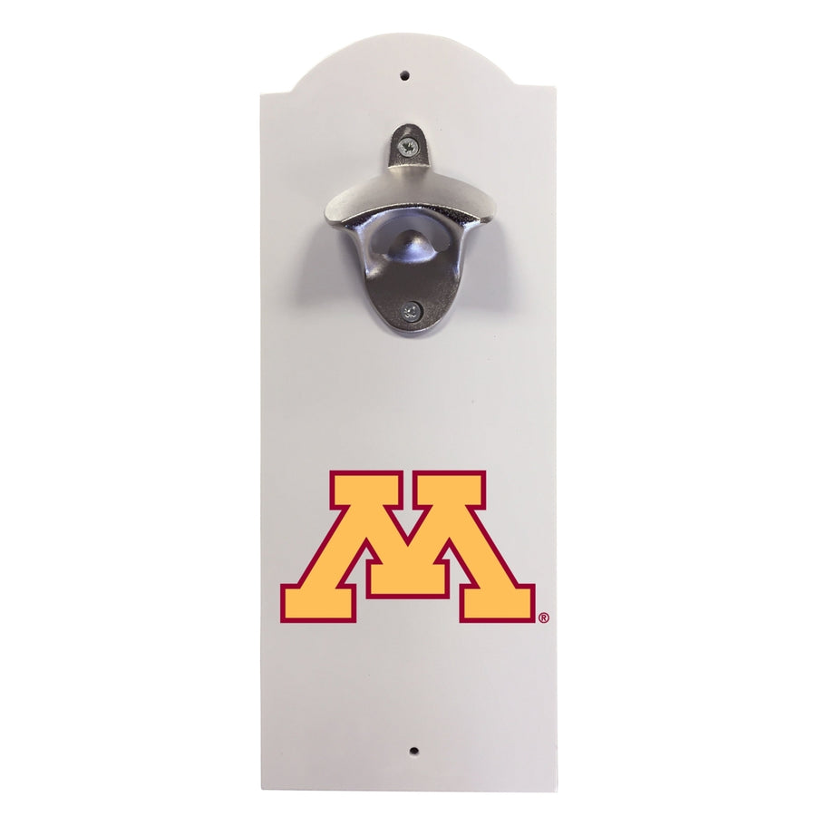 Minnesota Gophers Wall-Mounted Bottle Opener  Sturdy Metal with Decorative Wood Base for Home Bars Rec Rooms and Fan Image 1