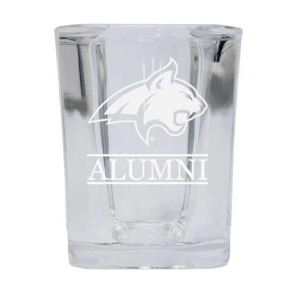 NCAA Montana State Bobcats Alumni 2oz Laser Etched Square Shot Glass Image 1